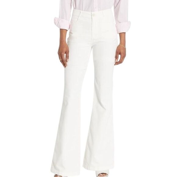 PAIGE Women's White Genevieve Wide Leg Flare Utility Pocket Jeans Size 32 - Picture 1 of 11